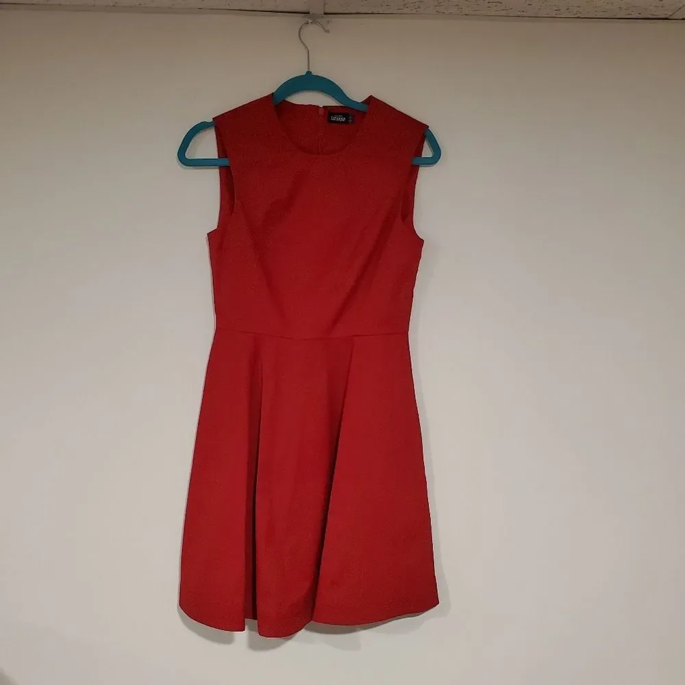 Kate Spade Saturday Red Sleeveless Pleated Fit & Flare Dress 2